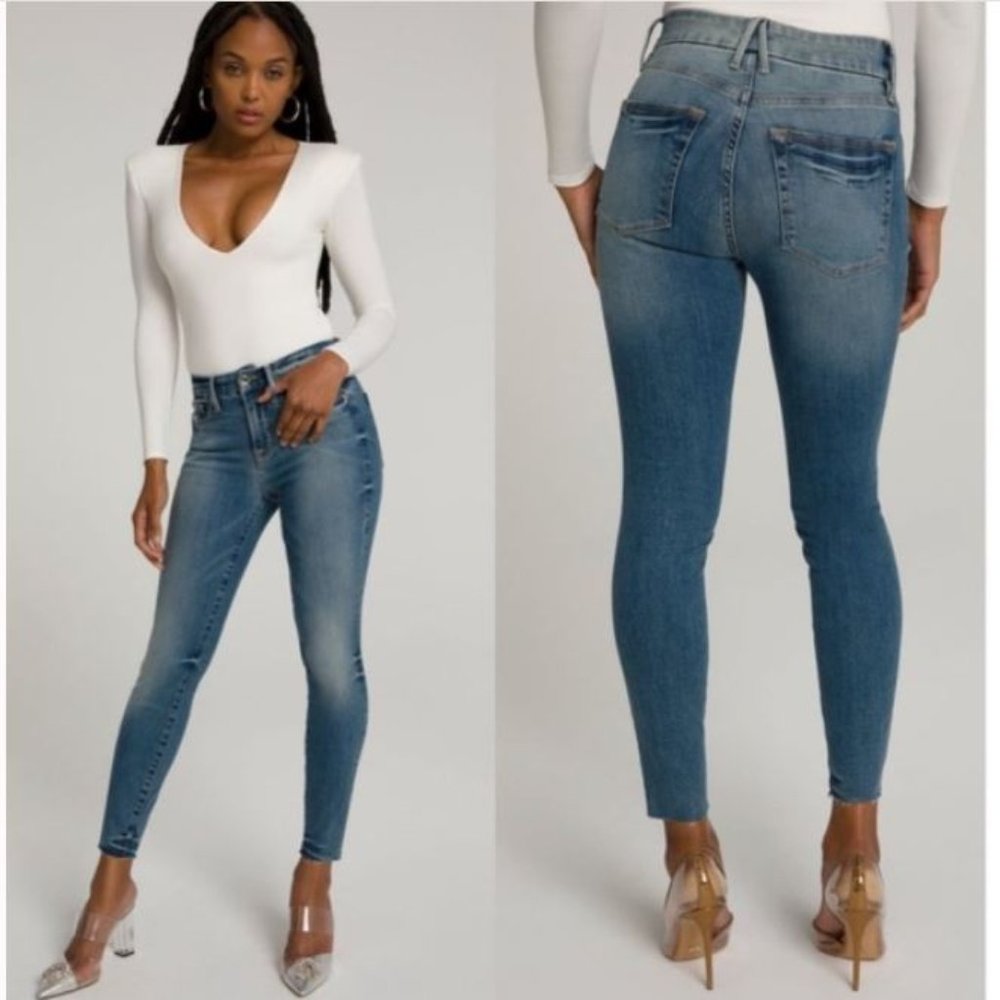 Good American Good Legs Crop Raw Hem Jeans Sz 4/27